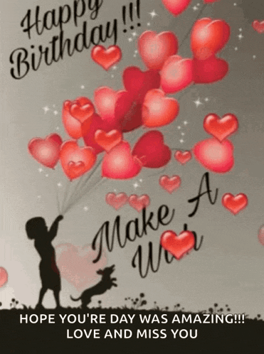 a birthday card with a boy and a dog holding balloons