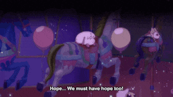 a merry go round with the words hope we must have hope too on it