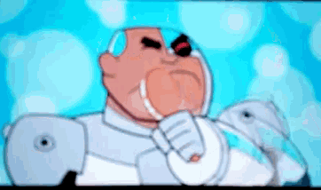 a cartoon character in a white suit with a black nose