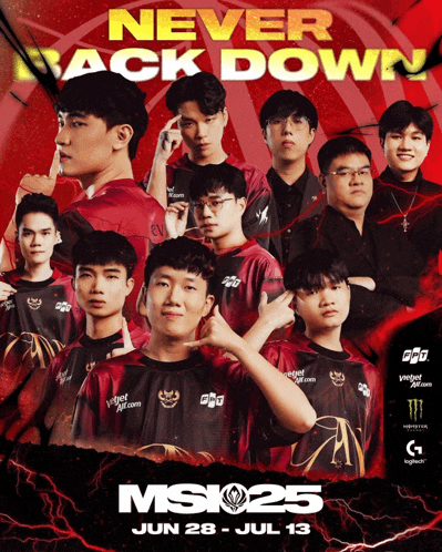 a group of young men standing next to each other with the words never back down on the top