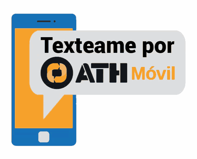 a cell phone with a speech bubble that says texteame por oath movil