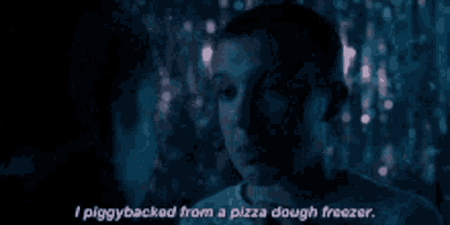 a woman says i piggybacked from a pizza dough freezer in a dark room .