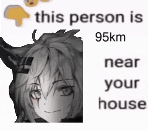 a black and white image of a girl with the words this person is 95km near your house
