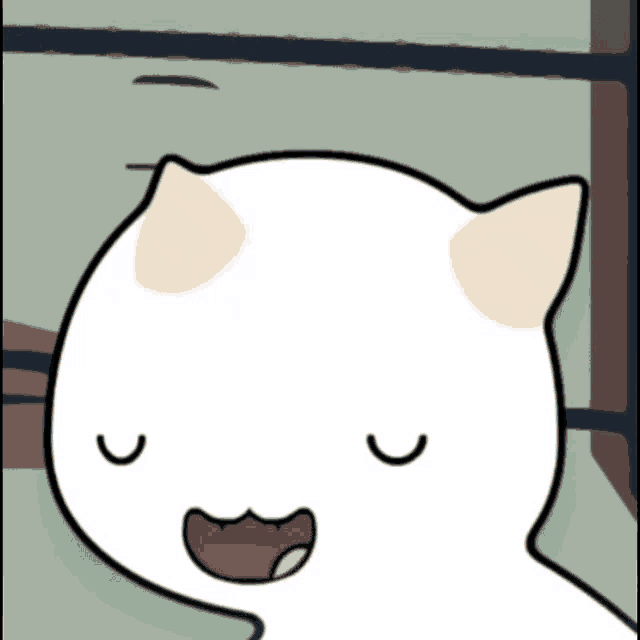 a cartoon of a cat with its eyes closed and its mouth open