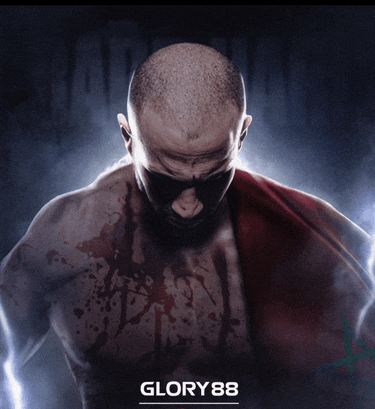a poster for glory 88 shows a man covered in blood