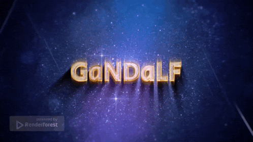 the name gandalf is displayed in gold letters on a blue background
