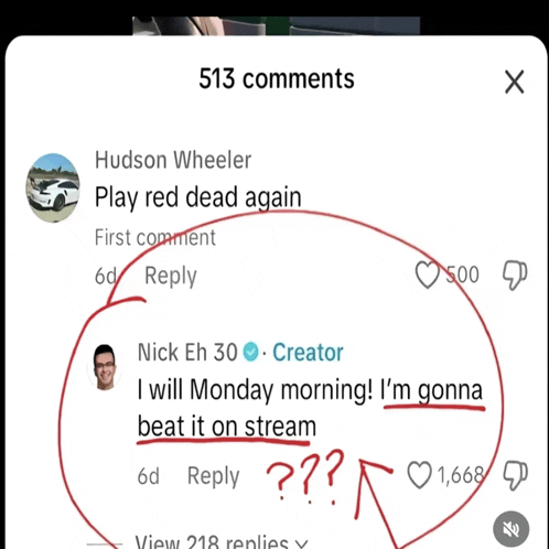a screenshot of a social media page with 513 comments