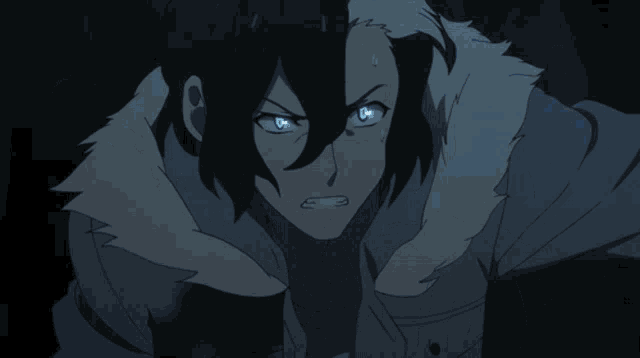 a man with blue eyes is holding a bloody knife with the word kill on it