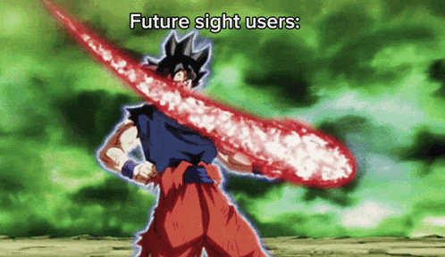 a cartoon of a man with a sword and the words future sight users
