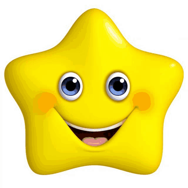 a yellow cartoon star with a smiling face