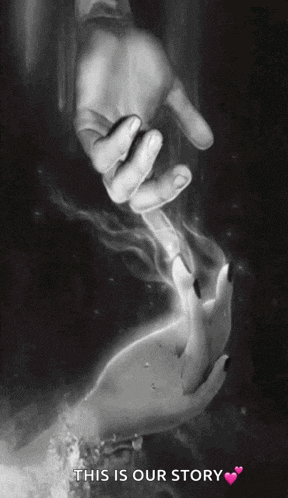 a black and white photo of a hand reaching out with the words this is our story below