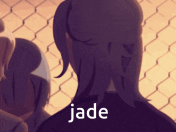 a person with the word jade written on their back