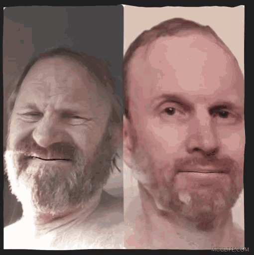 a picture of a man with a beard and a picture of a man with a bald head