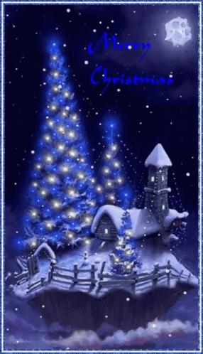 Blue Christmas Merry Christmas GIF - Blue Christmas Merry Christmas Snowing GIFs