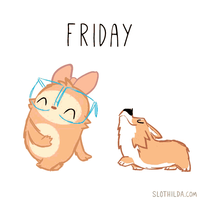 a cartoon drawing of two dogs with the words saturday below them