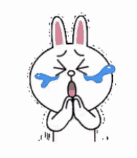 a cartoon bunny is crying with tears coming out of its eyes .