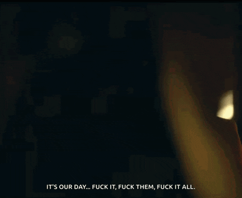 a man in a clown costume says it 's our day fuck it fuck them and fuck it all