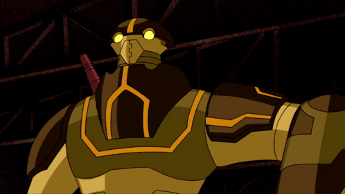 a cartoon character with a helmet and a sword