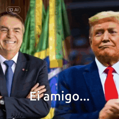 a man in a suit and tie is smiling next to a man in a suit and tie with the words " ei amigo ... "