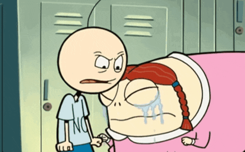 a cartoon character with the word ing on his shirt