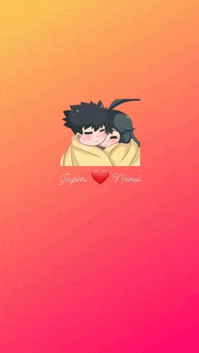 a picture of a boy and a girl wrapped in a blanket with the words " jayshiro normal " on it