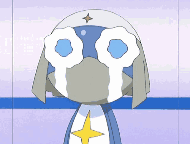 a cartoon character with tears coming out of its eyes