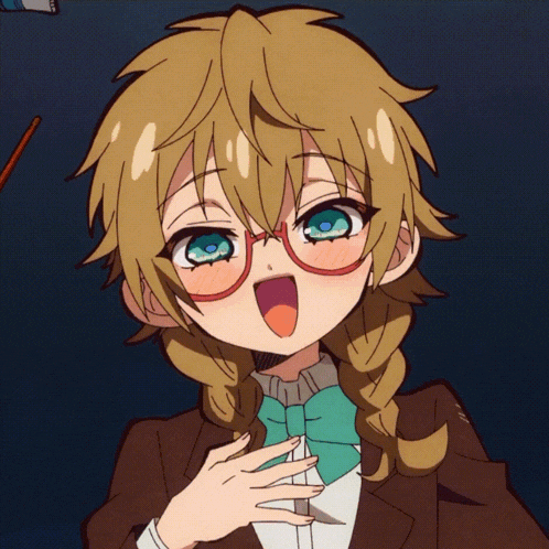 a drawing of a girl with glasses and a green bow tie