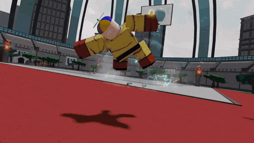 a cartoon character is flying through the air in front of a sign that says ' a ' on it