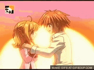 a boy and a girl are hugging each other with the words make gifs at gifsoup.com