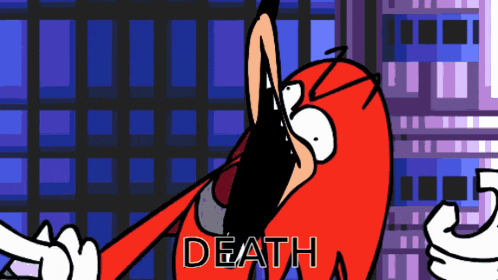 a cartoon character with the word death written on the bottom