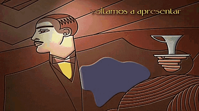 a drawing of a man with the words voltamos a apresentar above him