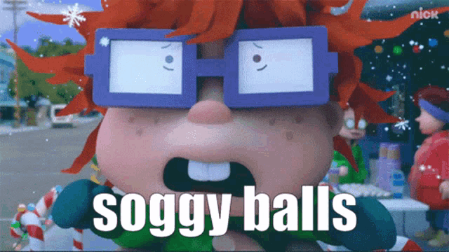 a cartoon character says soggy balls in a nick advertisement