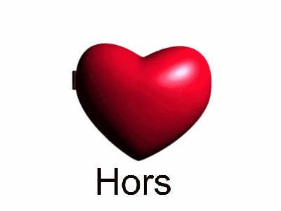 a red heart shaped mirror with the word hors on it