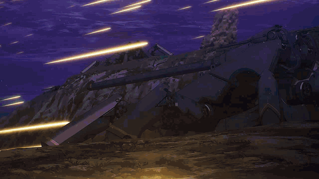 a computer generated image of a nuclear explosion with a purple sky
