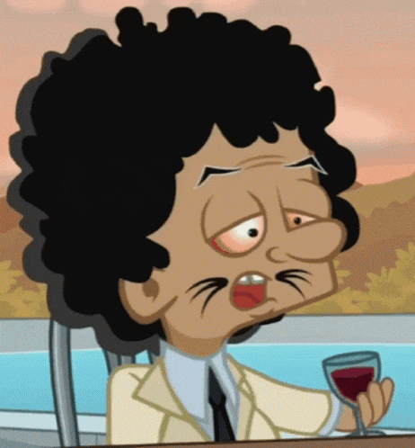 a cartoon of a man holding a glass of wine