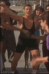 a group of people are dancing in a blurry photo that says 4gifs.com