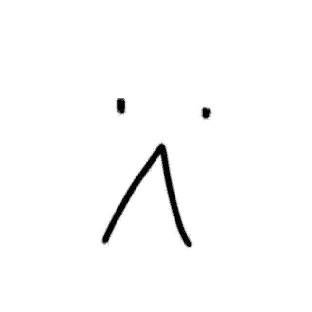 a black and white drawing of a dog 's face with two eyes