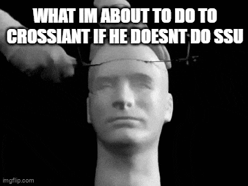 a black and white photo of a man 's head with a caption that says what im about to do to croissant