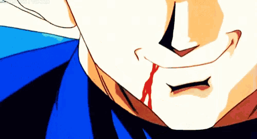a close up of a person 's face with blood coming out of their nose