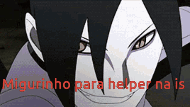 a close up of a cartoon character with the words figurinho para helper na is on the bottom