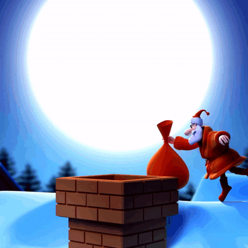 a cartoon illustration of santa claus carrying a bag