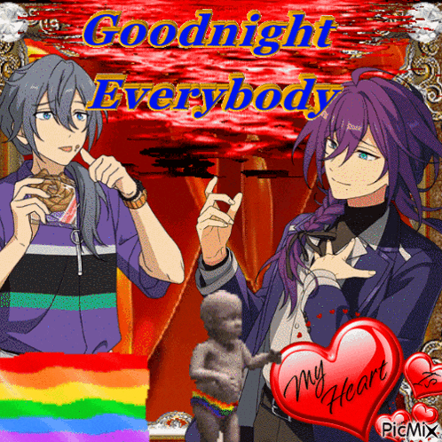 a picture of two anime characters with the words goodnight everybody