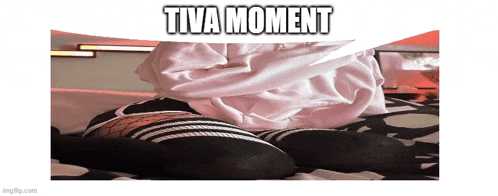 a picture of a person sitting on a bed with the words tiva moment above them