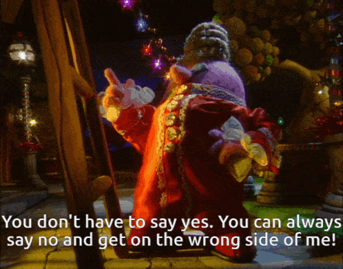 a picture of santa claus with the words " you don 't have to say yes "