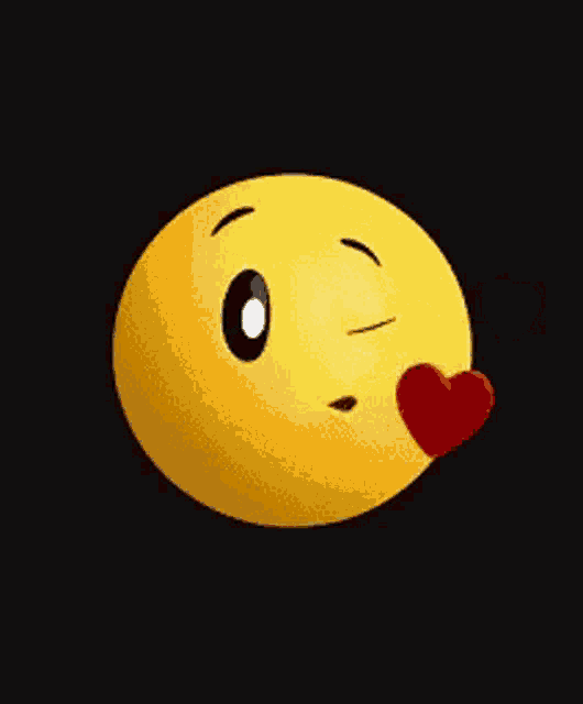 a yellow smiley face with a red heart coming out of it .