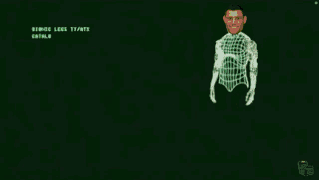 a computer screen shows a man 's skeleton and says ' biomic legs tt / ht2 ' on it