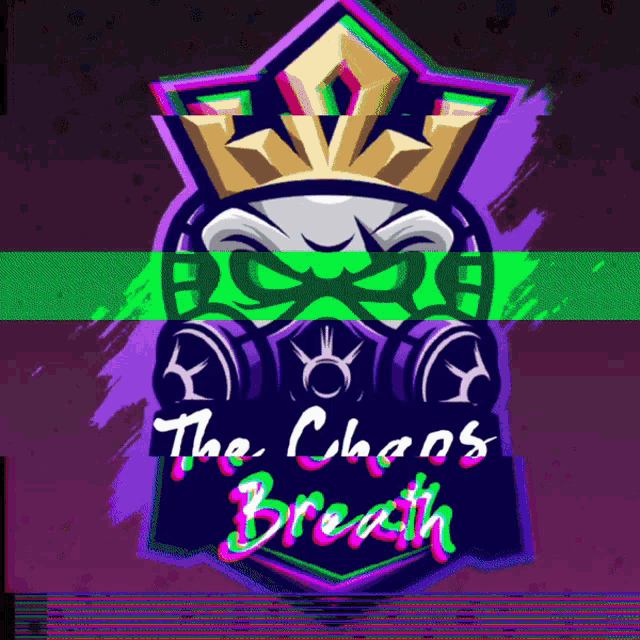a logo that says the chaos breath with a green mask