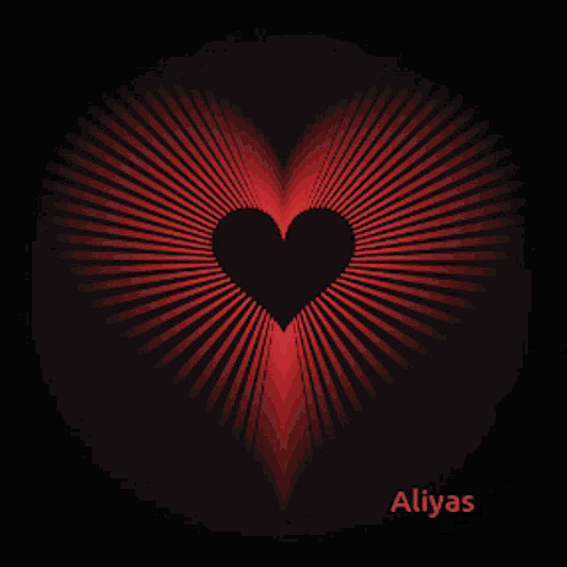 a black background with a red heart and the name aliyas below it