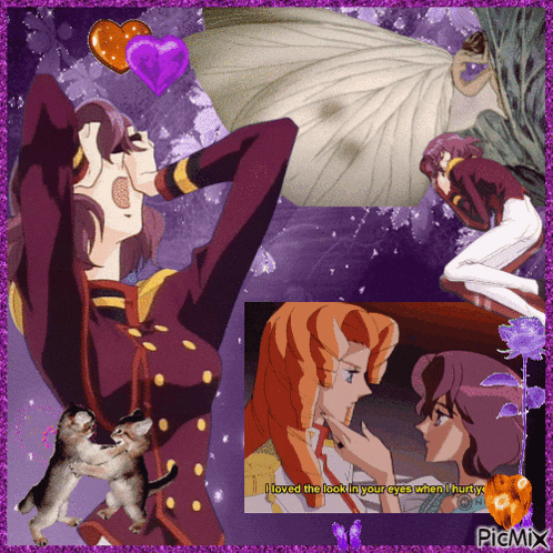 a collage of anime characters with the words i loved the look in your eyes when i hurt you at the bottom