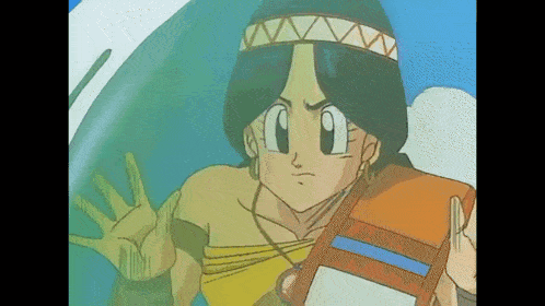 a cartoon character with a headband on is holding a book
